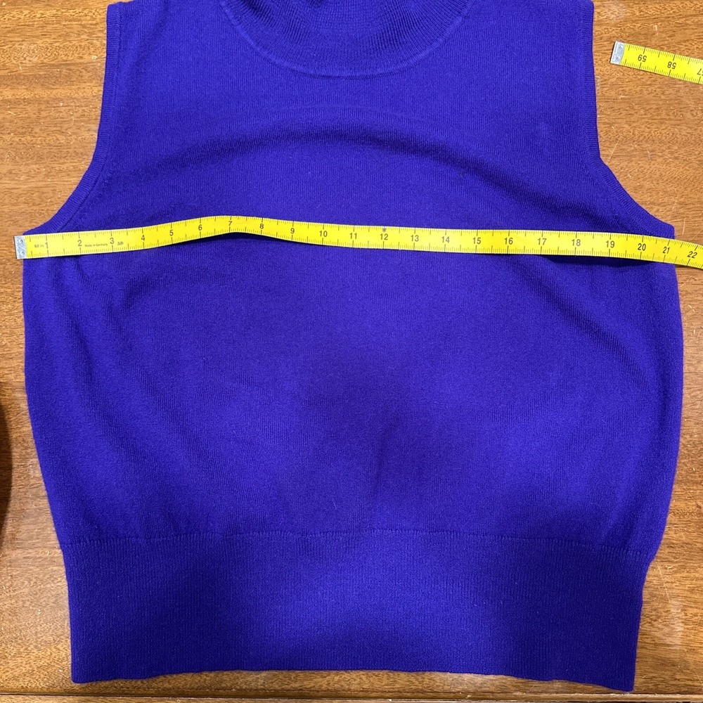 ST.JOHN SPORT  Women's Sweater Sleeveless Blue Cashmere Size Xl Lightweight Knit - Picture 10 of 11